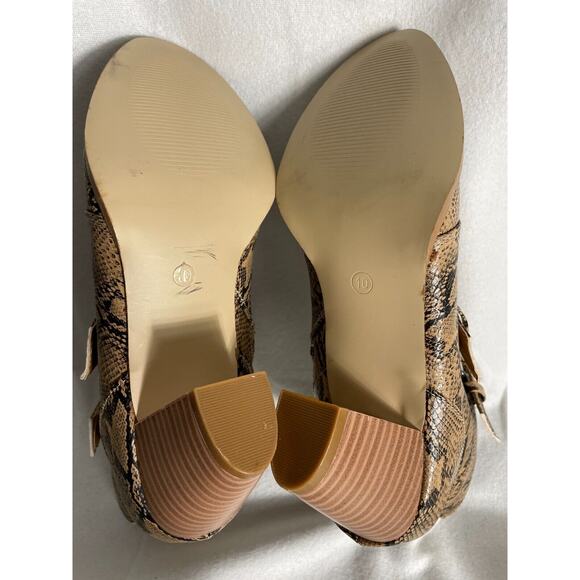 Coconuts By Matisse Helga Snakeskin Booties Brown Black Size 10 M Buckle Heels - Picture 11 of 12